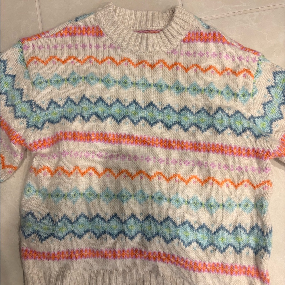 American Eagle Outfitters Colorful Zigzag Knit Sweatshirt